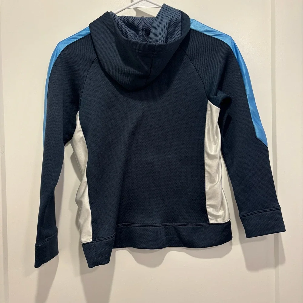 Nike‎ Vintage Center Swoosh Hoodie Sweater Navy Blue Mesh Sweater Boys Small